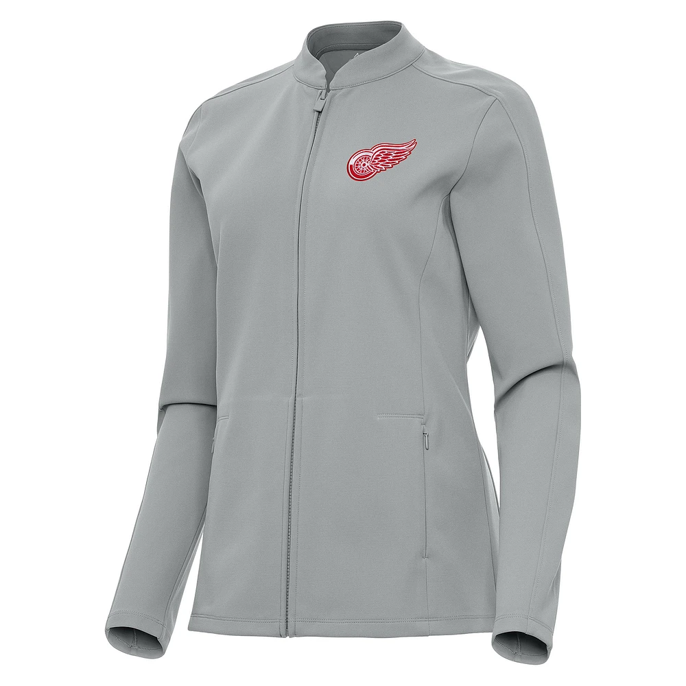 Women's Antigua Gray Detroit Red Wings Regard Full-Zip Jacket
