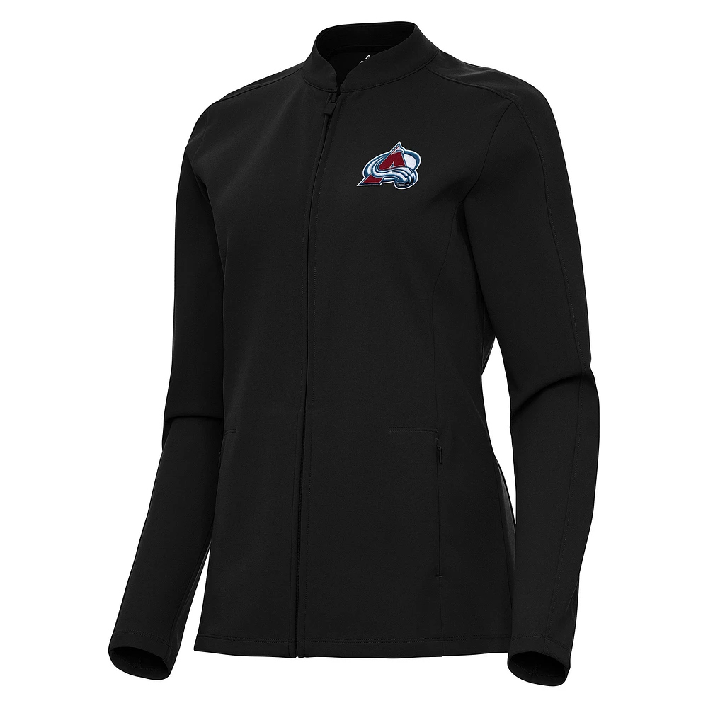 Women's Antigua Black Colorado Avalanche Regard Full-Zip Jacket