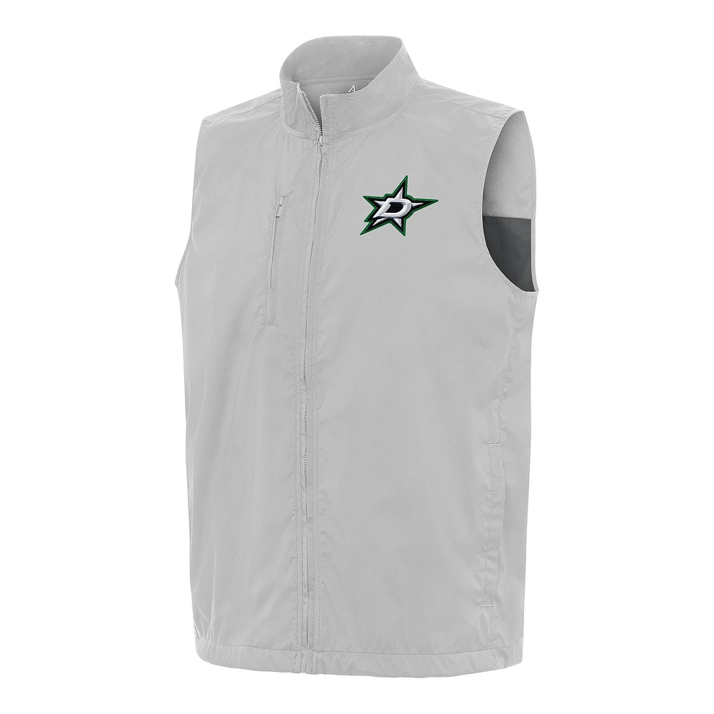 Men's Antigua Heather Gray Dallas Stars Brisk Full-Zip Vest