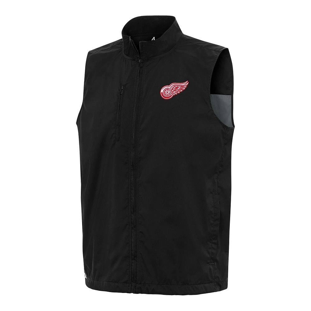 Men's Antigua Black Detroit Red Wings Brisk Full-Zip Vest