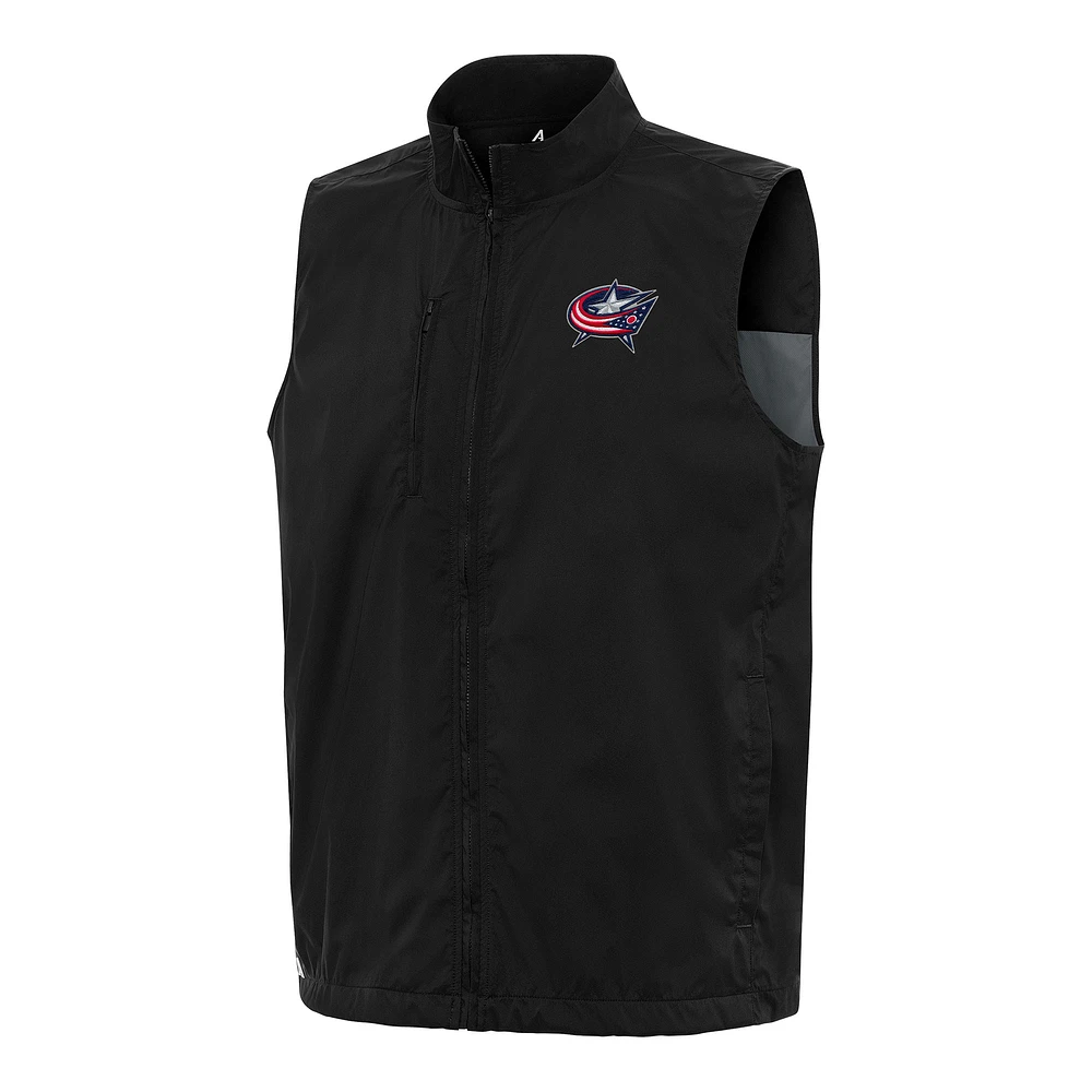 Men's Antigua Black Columbus Blue Jackets Brisk Full-Zip Vest