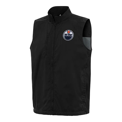 Men's Antigua  Black Edmonton Oilers Brisk Full-Zip Vest
