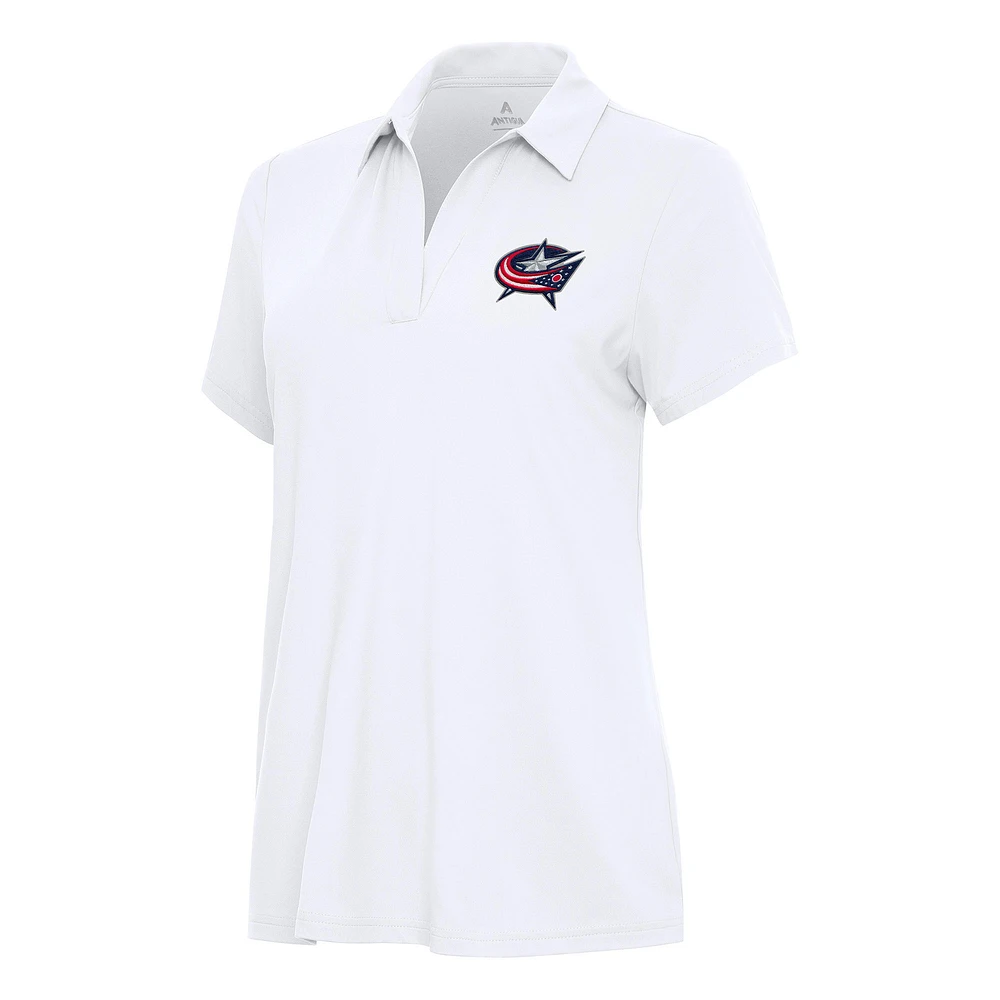 Women's Antigua White Columbus Blue Jackets Era Polo