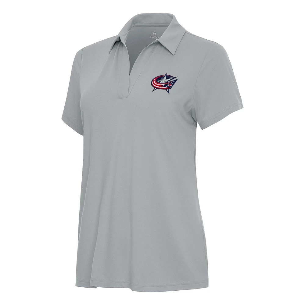 Women's Antigua Gray Columbus Blue Jackets Era Polo