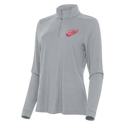 Women's Antigua Gray Detroit Red Wings Intent Quarter-Zip Top