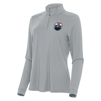 Women's Antigua Gray Edmonton Oilers Intent Quarter-Zip Top
