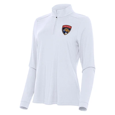 Women's Antigua White Florida Panthers Intent Quarter-Zip Top