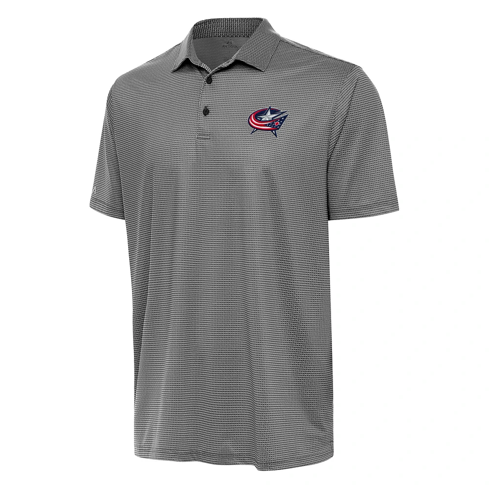 Men's Antigua Black/White Columbus Blue Jackets Rings Polo