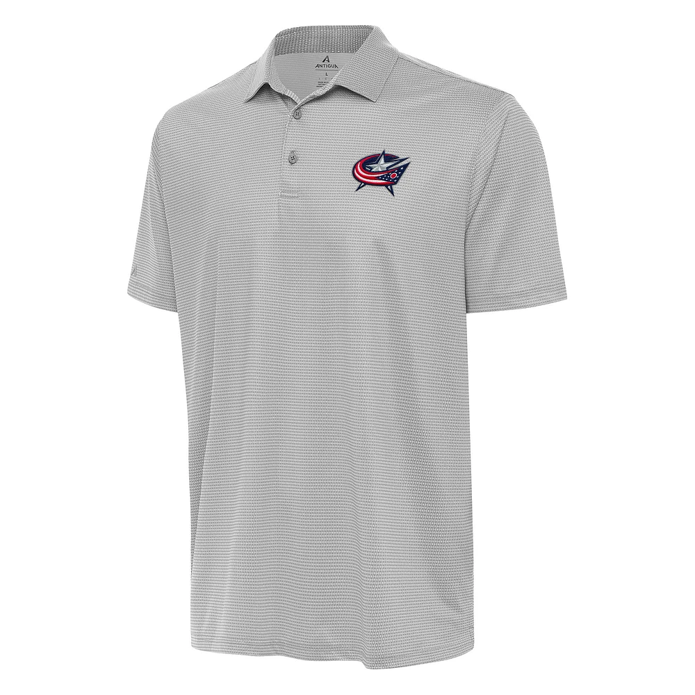 Men's Antigua Gray/White Columbus Blue Jackets Rings Polo