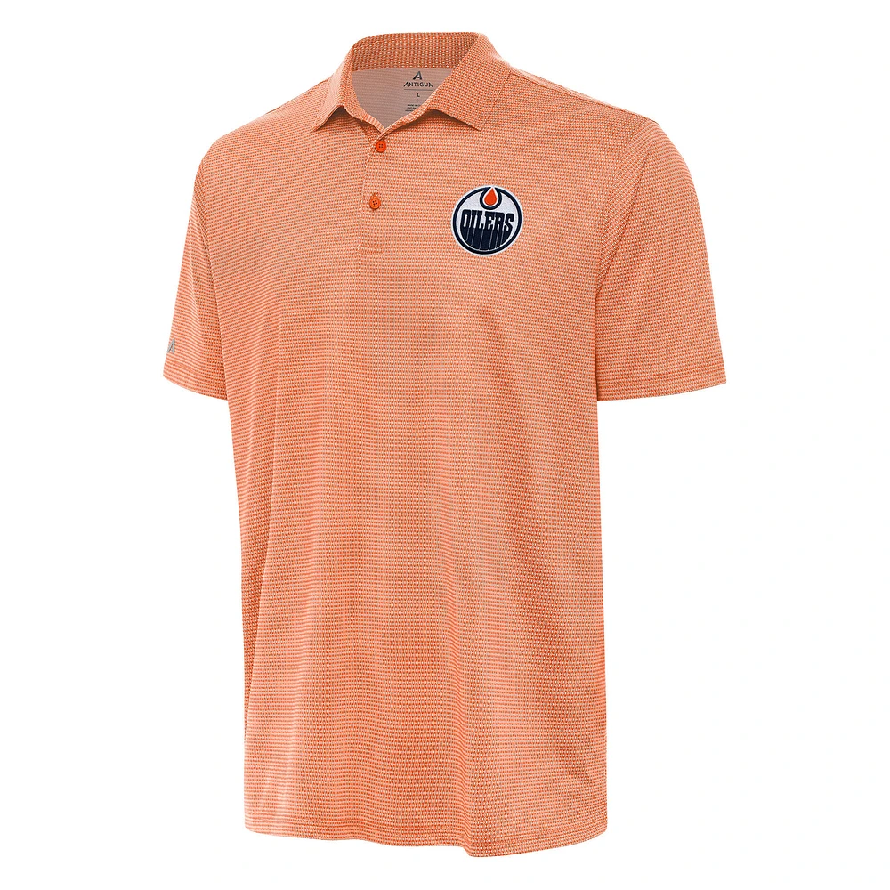 Men's Antigua Orange/White Edmonton Oilers Rings Polo