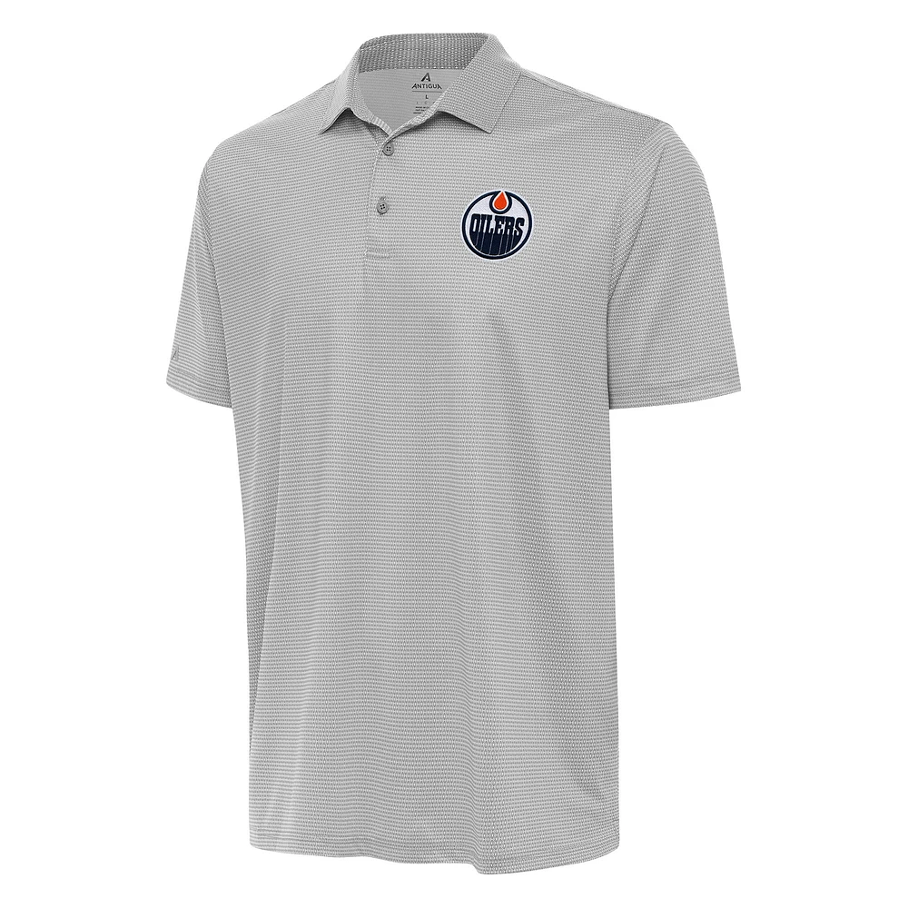 Men's Antigua Gray/White Edmonton Oilers Rings Polo