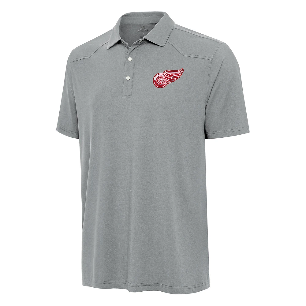 Men's Antigua Gray Detroit Red Wings Western Polo