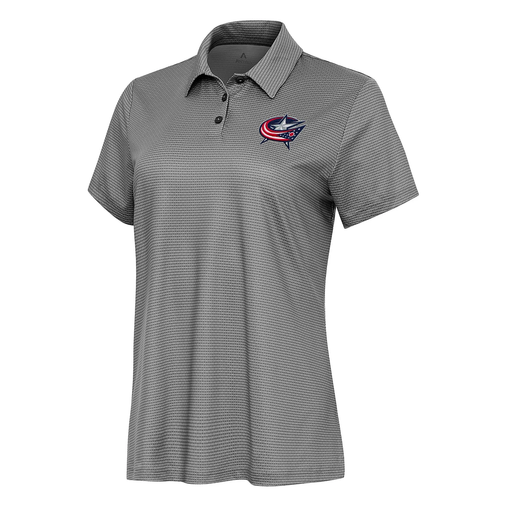 Women's Antigua White Columbus Blue Jackets Rings Polo