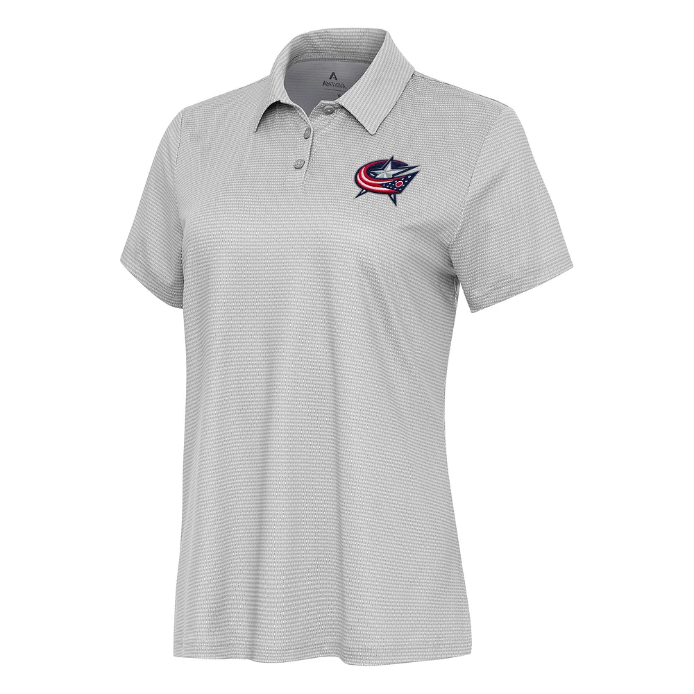 Women's Antigua White Columbus Blue Jackets Rings Polo