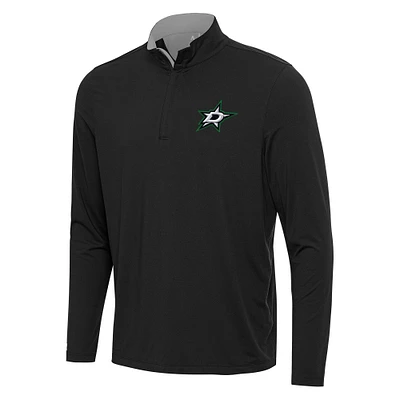 Men's Antigua Black/Gray Dallas Stars Content Quarter-Zip Pullover Top