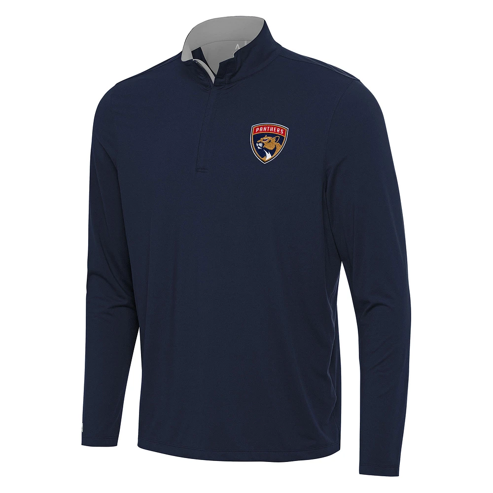 Men's Antigua Navy/ Florida Panthers Content Quarter-Zip Pullover Top