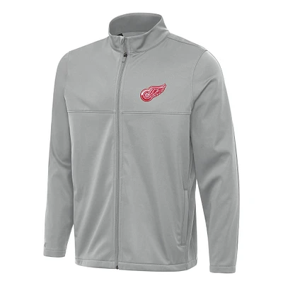 Men's Antigua Gray Detroit Red Wings Links 2 Full-Zip Golf Jacket