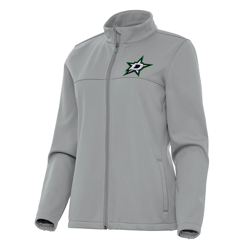 Women's Antigua Gray Dallas Stars Links 2 Full-Zip Golf Jacket