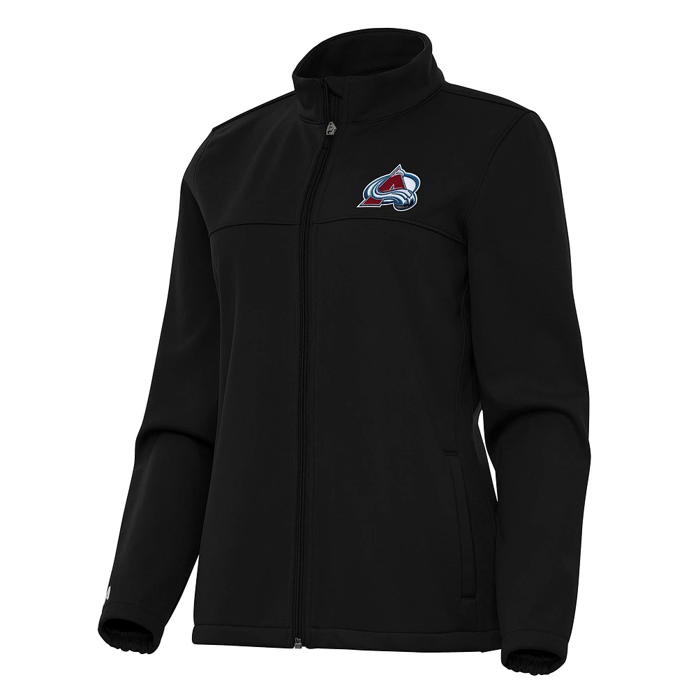 Women's Antigua Black Colorado Avalanche Links 2 Full-Zip Golf Jacket