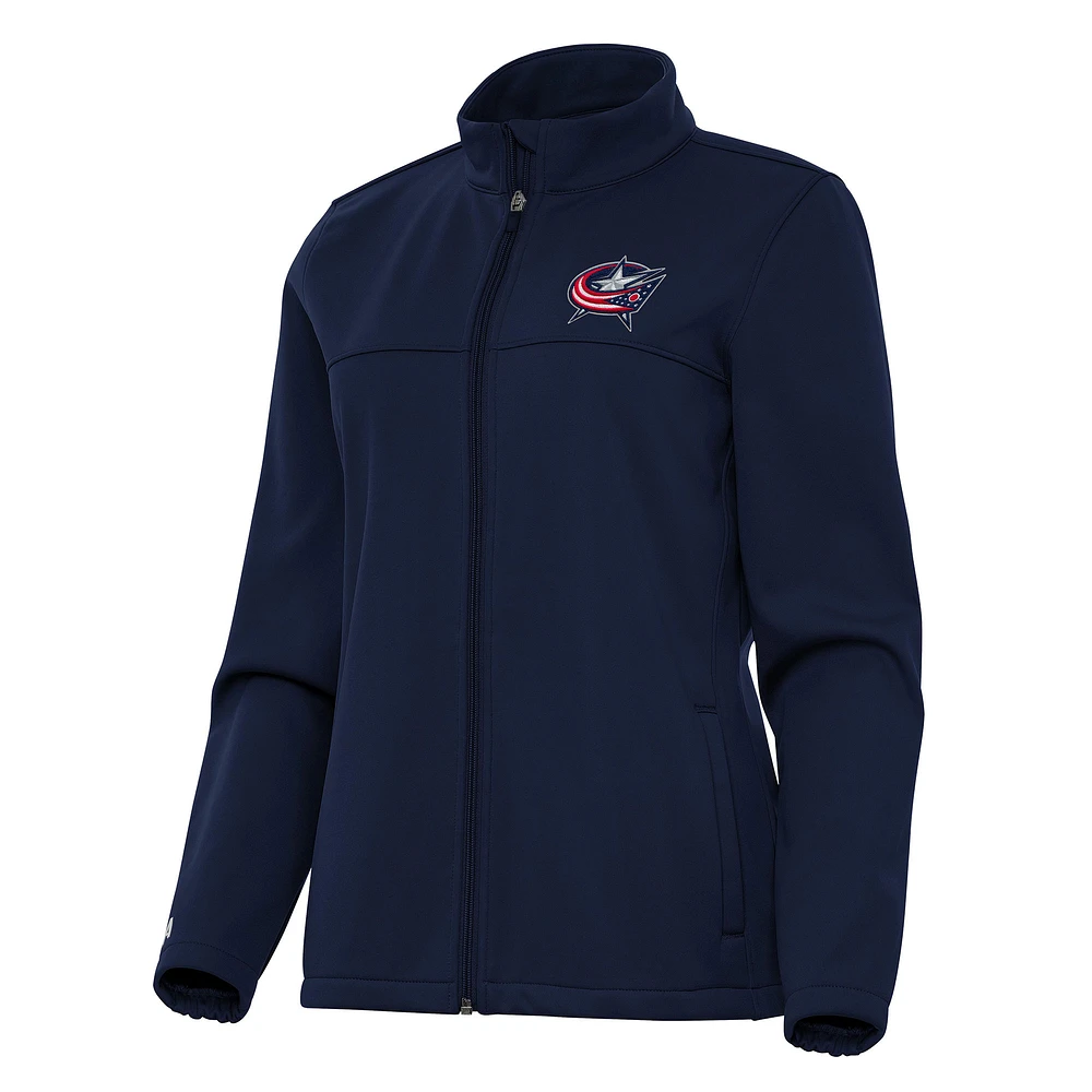 Women's Antigua Navy Columbus Blue Jackets Links 2 Full-Zip Golf Jacket