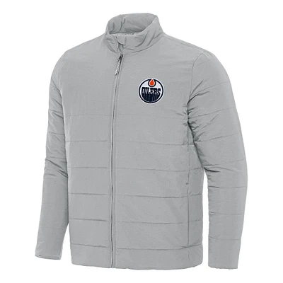 Men's Antigua Gray Edmonton Oilers Swelter Full-Zip Puffer Jacket