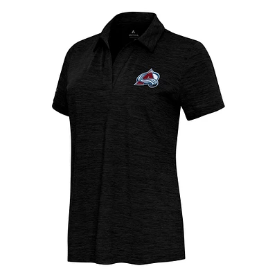 Women's Antigua Heather Black Colorado Avalanche Layout V-Neck Polo