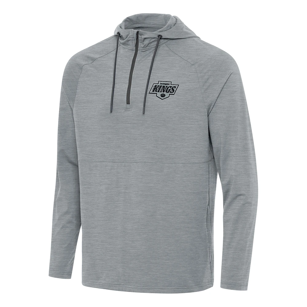 Men's Antigua Heather Gray Los Angeles Kings Spikes Quarter-Zip Hoodie