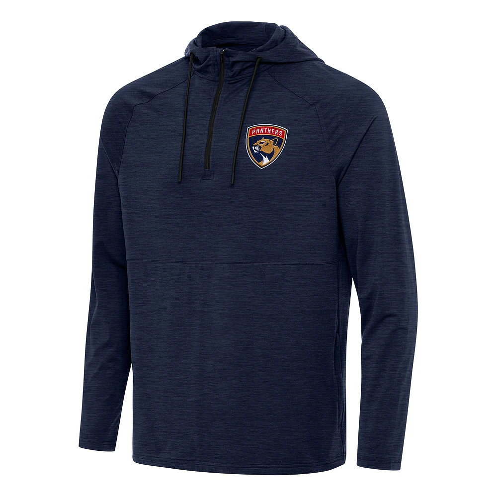 Men's Antigua Heather Navy Florida Panthers Spikes Quarter-Zip Hoodie