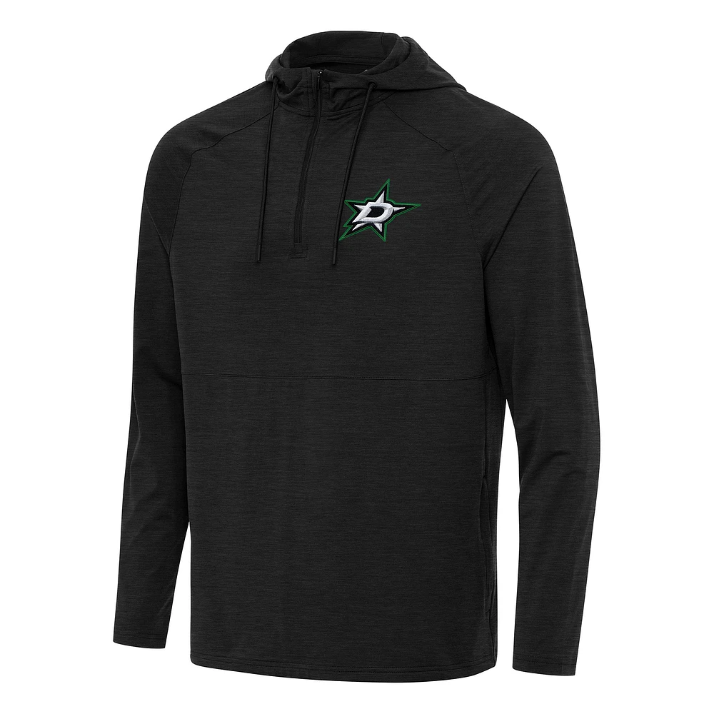 Men's Antigua Heather Dallas Stars Spikes Quarter-Zip Hoodie