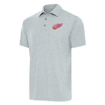 Men's Antigua Heather Gray Detroit Red Wings Big & Tall Par 3 Polo