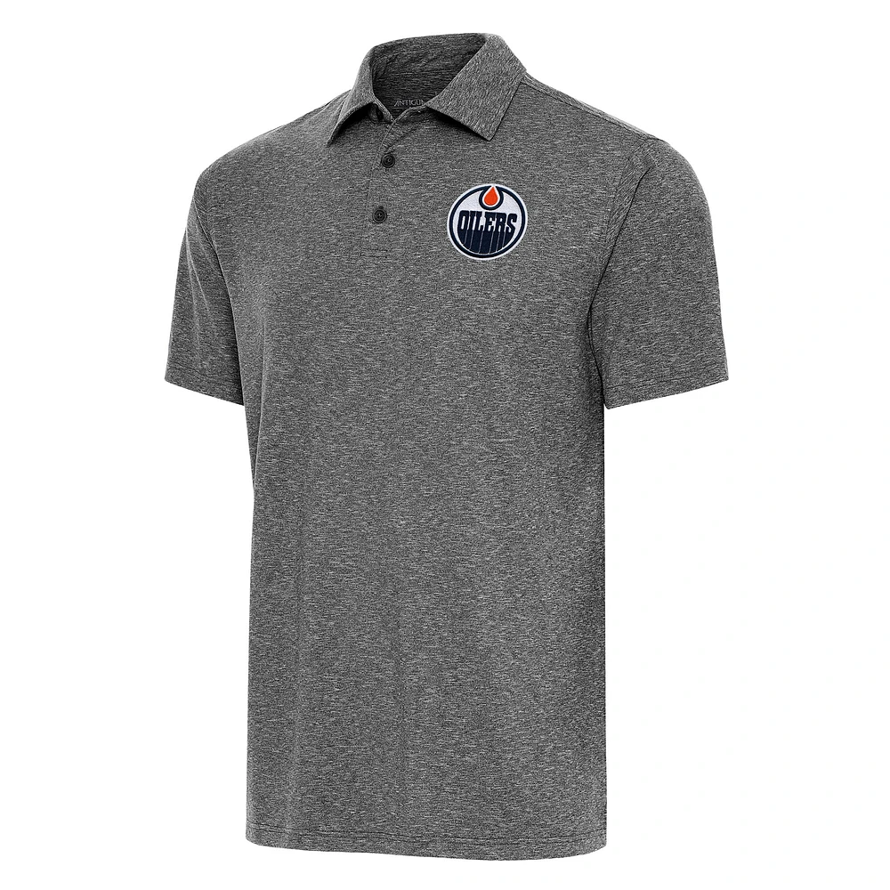 Men's Antigua Heather Black Edmonton Oilers Big & Tall Par 3 Polo
