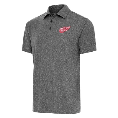 Men's Antigua Heather Black Detroit Red Wings Big & Tall Par 3 Polo