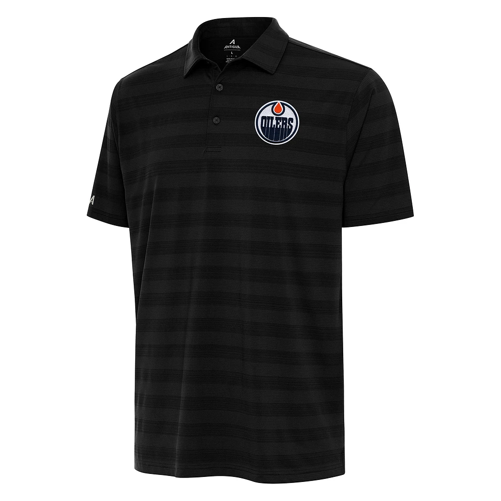 Men's Antigua Black Edmonton Oilers Big & Tall Tunnel Polo