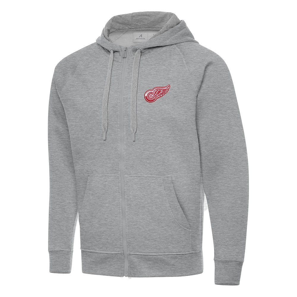 Men's Antigua Heather Gray Detroit Red Wings Big & Tall Victory Full-Zip Hoodie