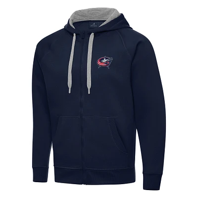 Men's Antigua Navy Columbus Blue Jackets Big & Tall Victory Full-Zip Hoodie