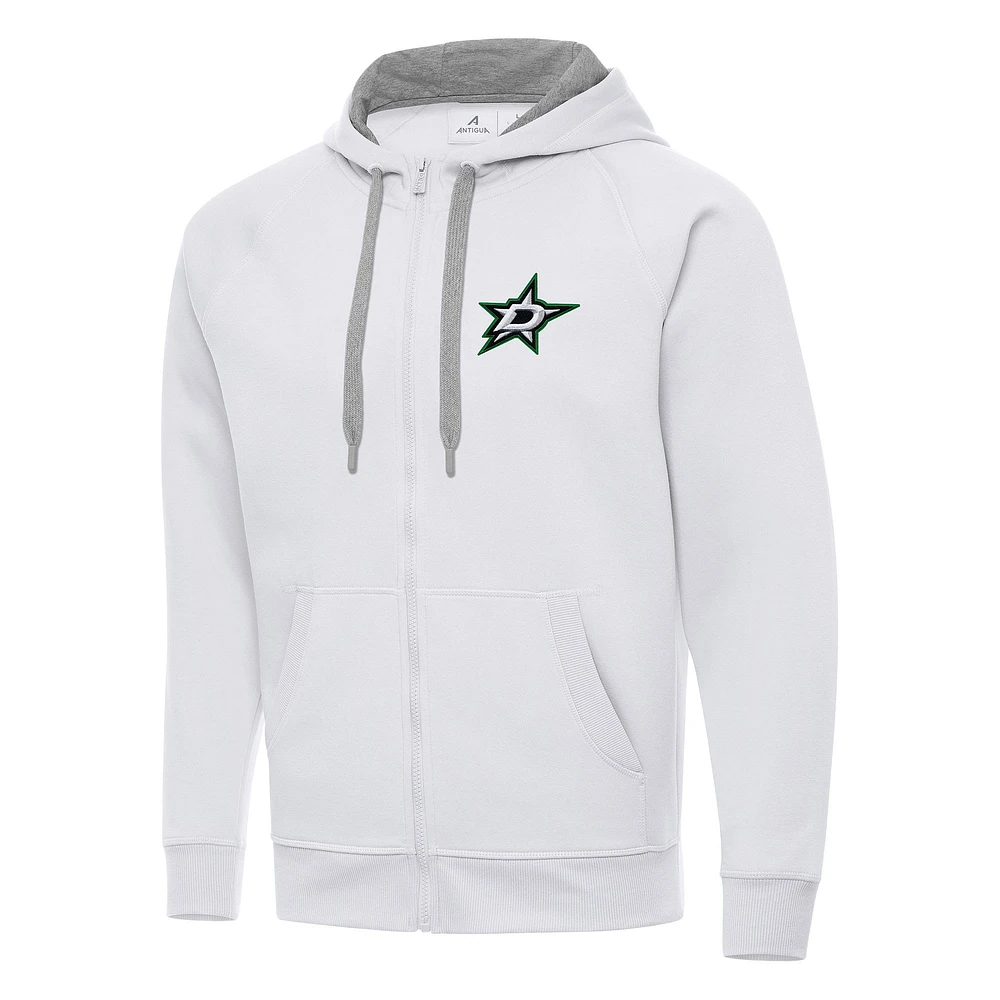 Men's Antigua White Dallas Stars Big & Tall Victory Full-Zip Hoodie