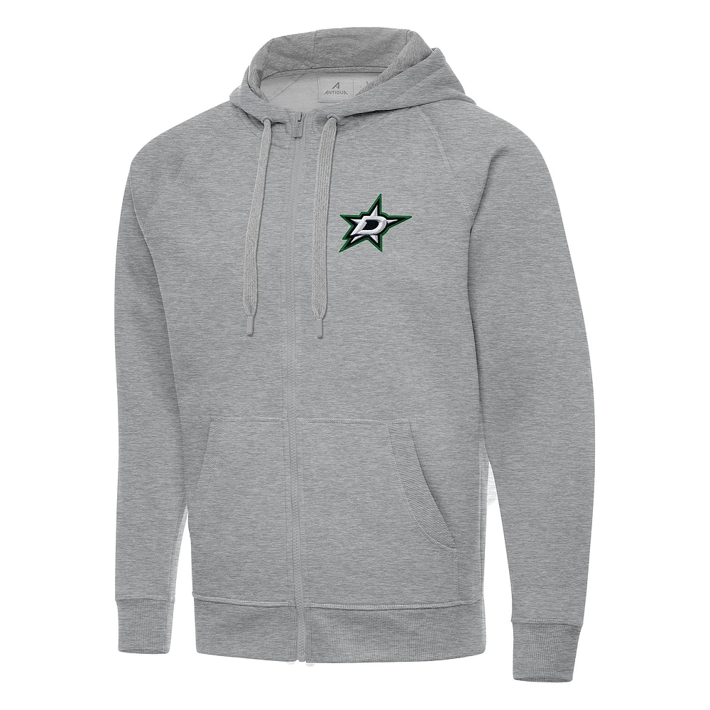 Men's Antigua Heather Gray Dallas Stars Big & Tall Victory Full-Zip Hoodie