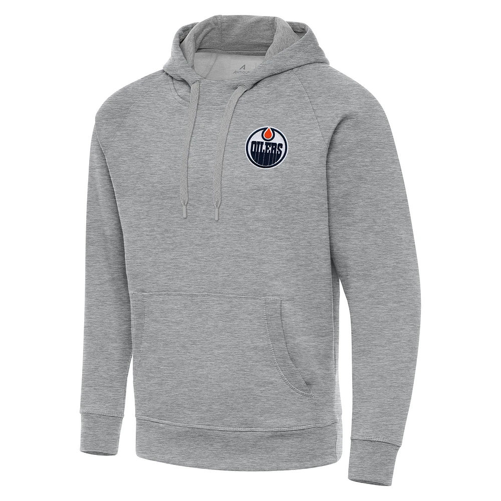 Men's Antigua Heather Gray Edmonton Oilers Big & Tall Victory Pullover Hoodie