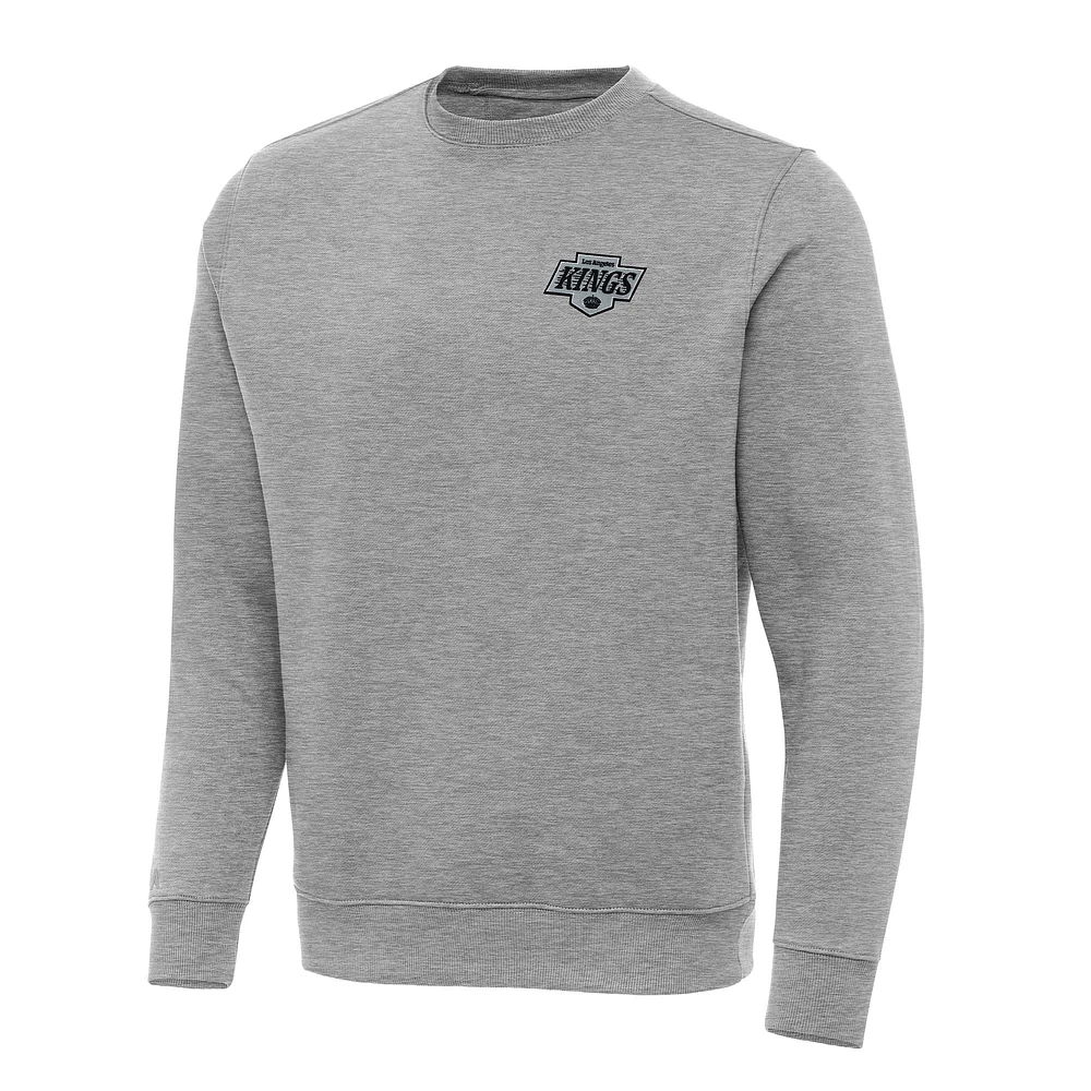 Men's Antigua Heather Gray Los Angeles Kings Big & Tall Victory Crewneck Pullover Sweatshirt
