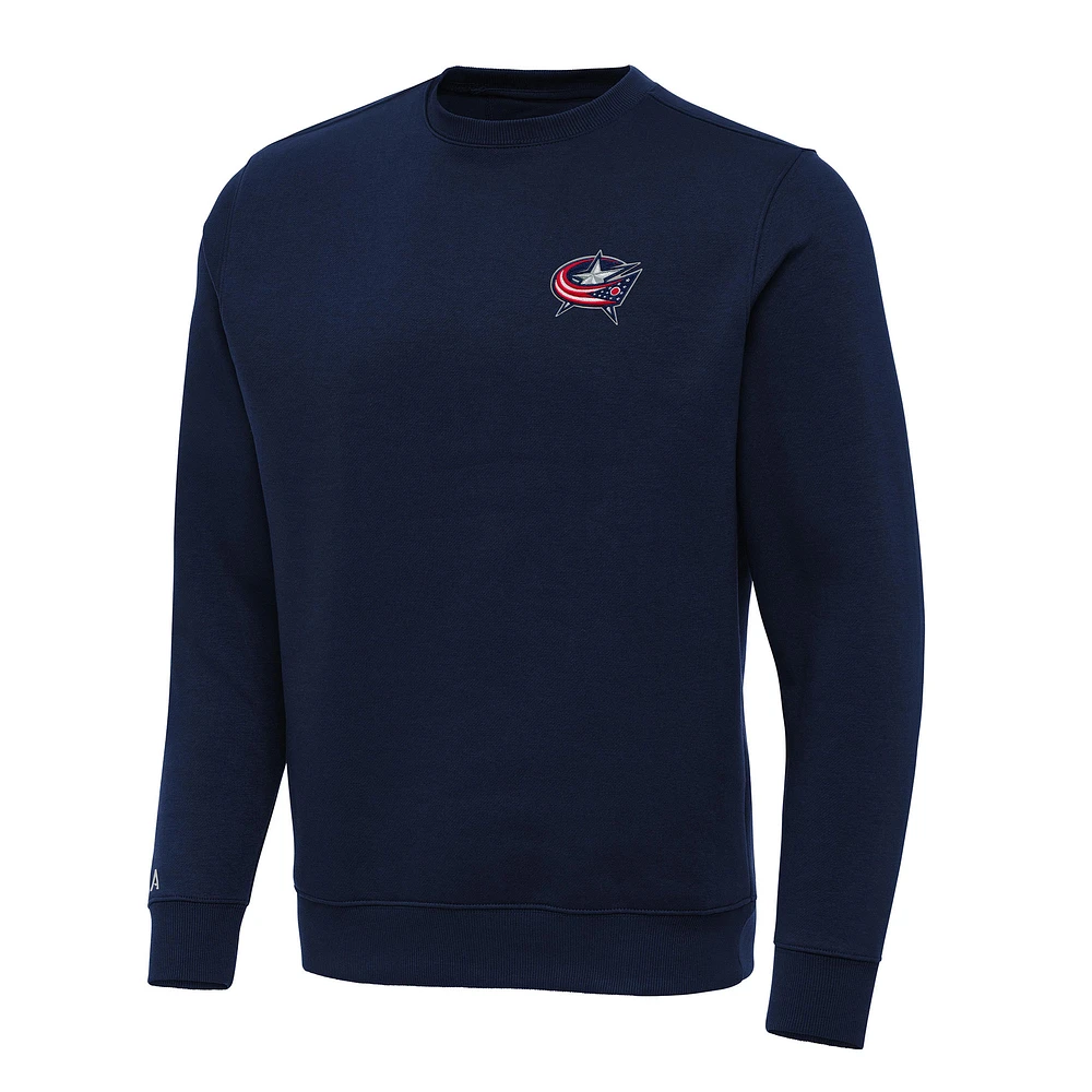 Men's Antigua Navy Columbus Blue Jackets Big & Tall Victory Crewneck Pullover Sweatshirt