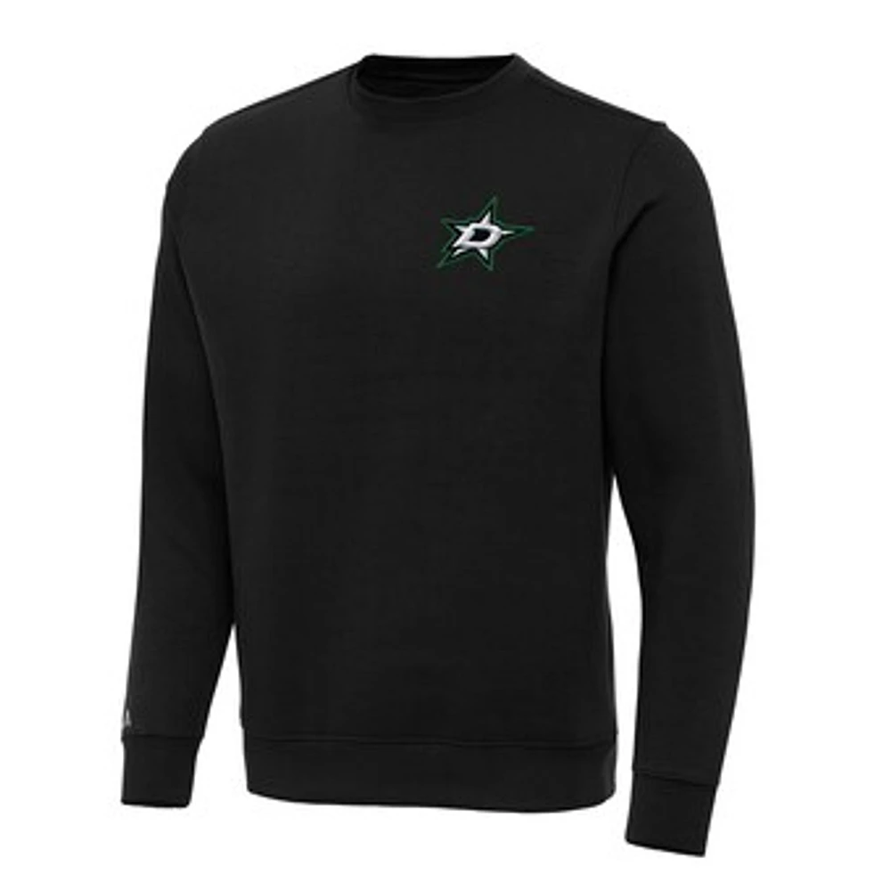 Men's Antigua Black Dallas Stars Big & Tall Victory Crewneck Pullover Sweatshirt