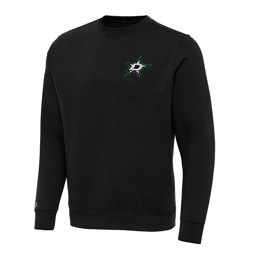 Men's Antigua Black Dallas Stars Big & Tall Victory Crewneck Pullover Sweatshirt
