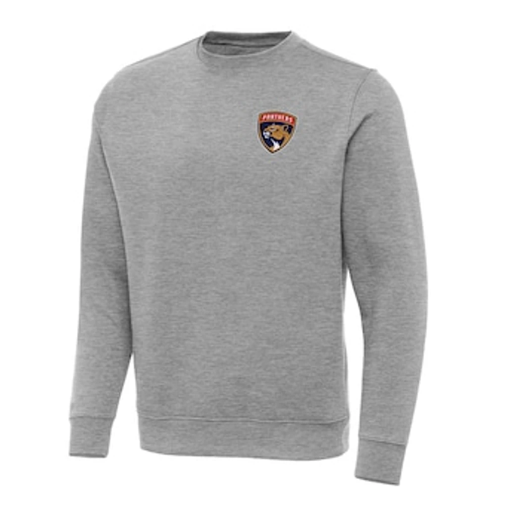 Men's Antigua Heather Gray Florida Panthers Big & Tall Victory Crewneck Pullover Sweatshirt