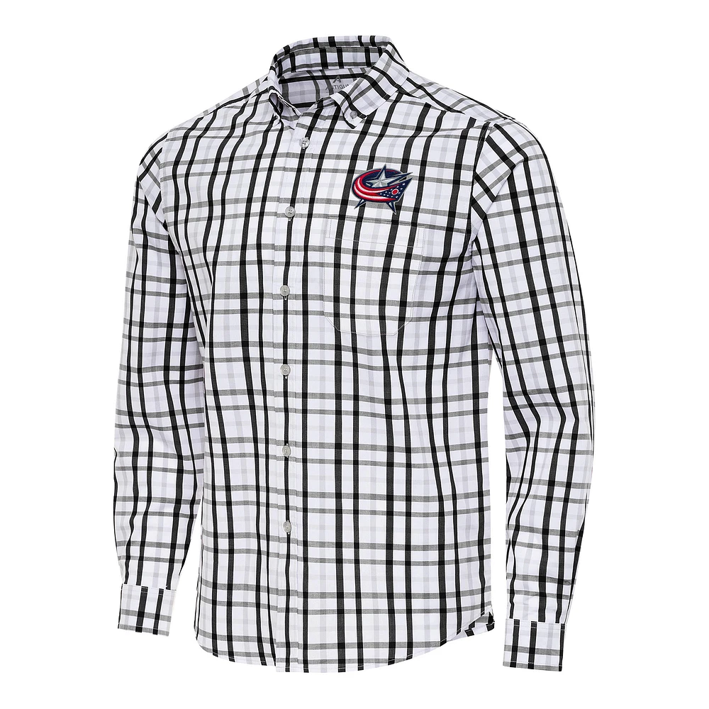 Men's Antigua /Gray Columbus Blue Jackets Tending 2 Button-Down Long Sleeve Shirt