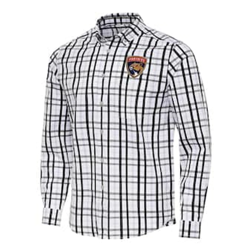 Men's Antigua /Gray Florida Panthers Tending 2 Button-Down Long Sleeve Shirt