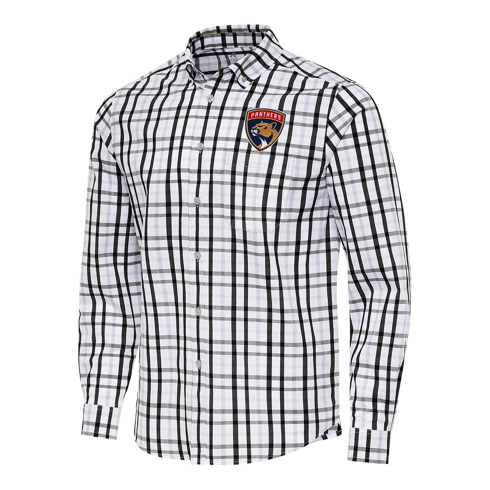 Men's Antigua /Gray Florida Panthers Tending 2 Button-Down Long Sleeve Shirt
