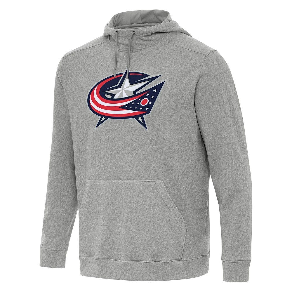 Men's Antigua Heather Gray Columbus Blue Jackets Cloud Pullover Hoodie