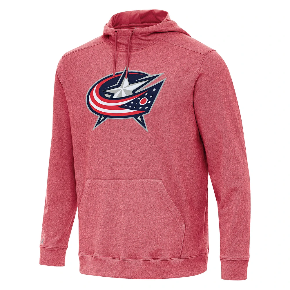 Men's Antigua Heather Red Columbus Blue Jackets Cloud Pullover Hoodie