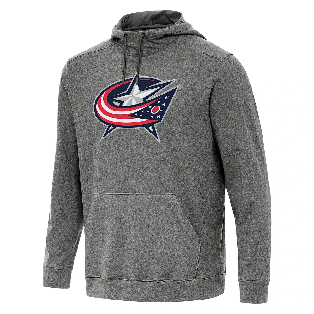 Men's Antigua Heather Black Columbus Blue Jackets Cloud Pullover Hoodie