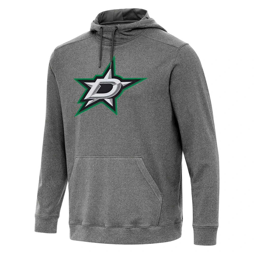 Men's Antigua Heather Black Dallas Stars Cloud Pullover Hoodie